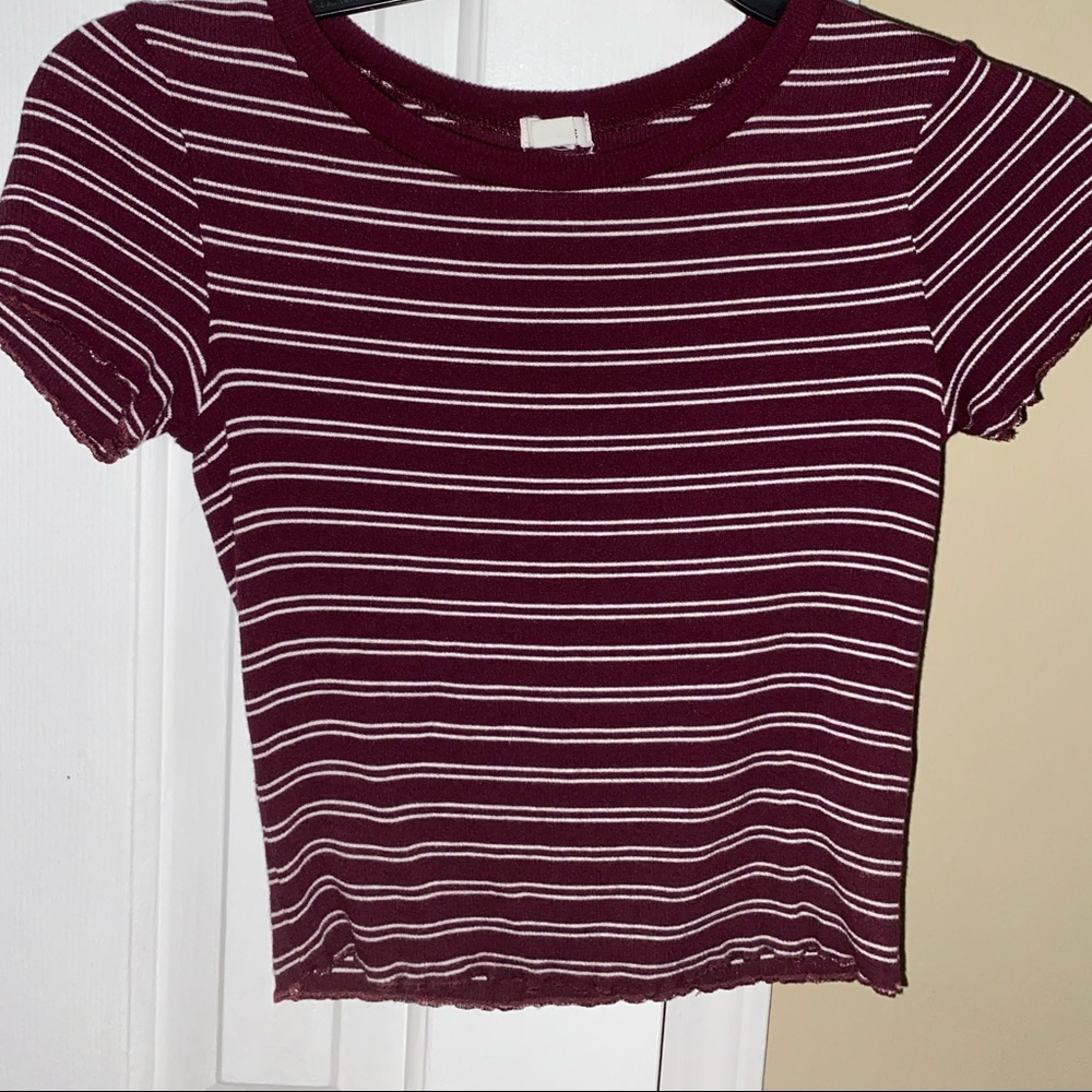 Garage Burgundy Striped Crop Top